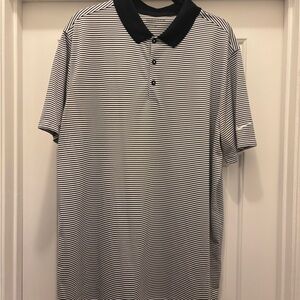 Nike Golf | Black and White Striped Polo Shirt